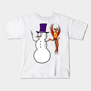 The Snowman and the Phoenix, Phoenix on Fire, Melting Snowman Kids T-Shirt